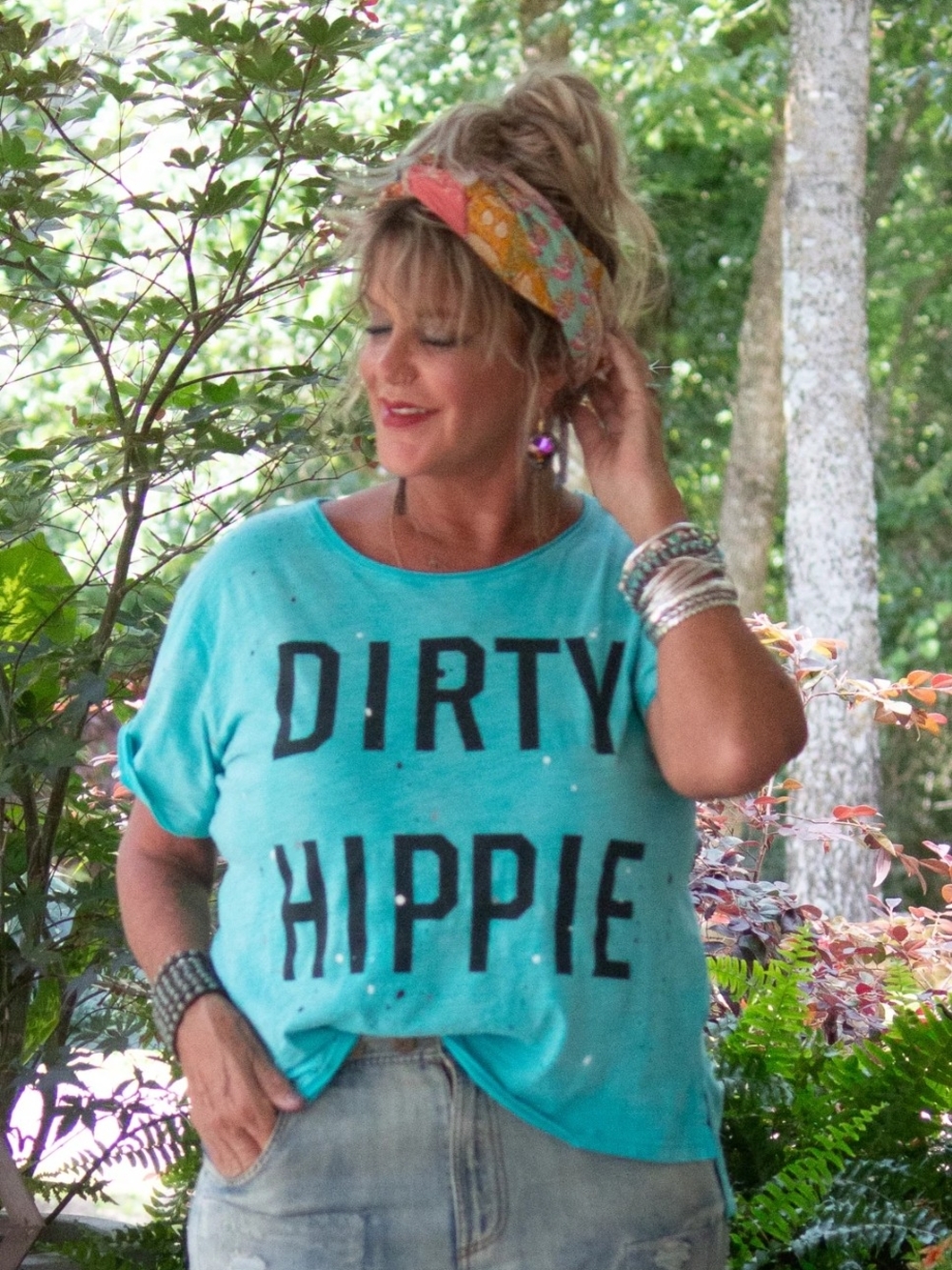 🔥Brand New Vintage Island Berry 'Dirty Hippie' Tee By Jaded Gypsy NEW COLOR